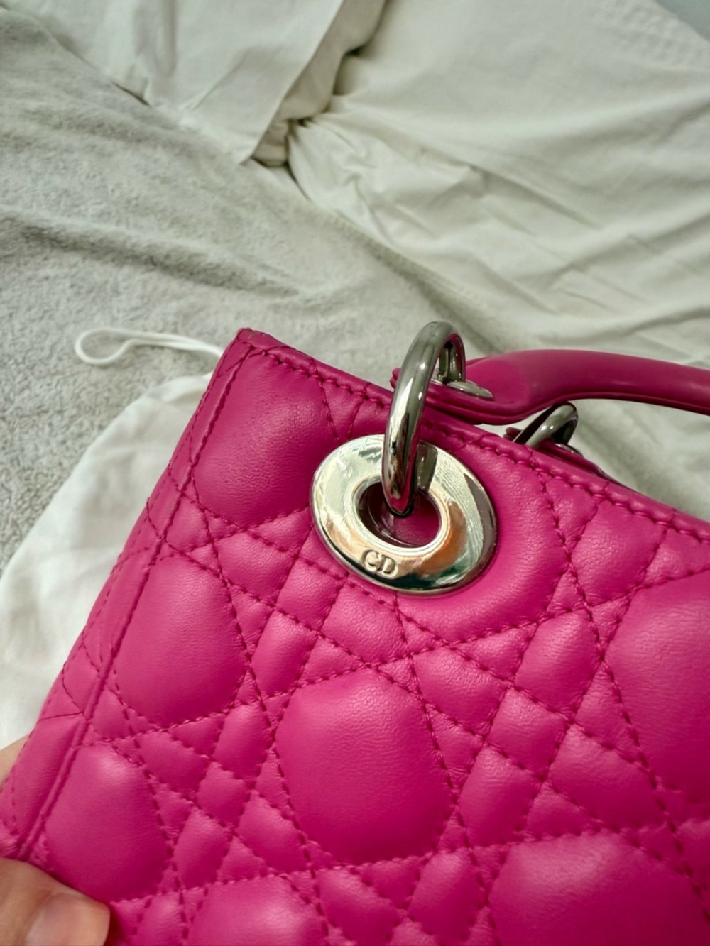 Lady Dior Cannage Bag – Hot Pink Lambskin, Silver Hardware - Picture 5 of 15